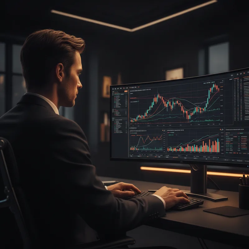AI-driven market signals dashboard with live trend chart and confidence levels